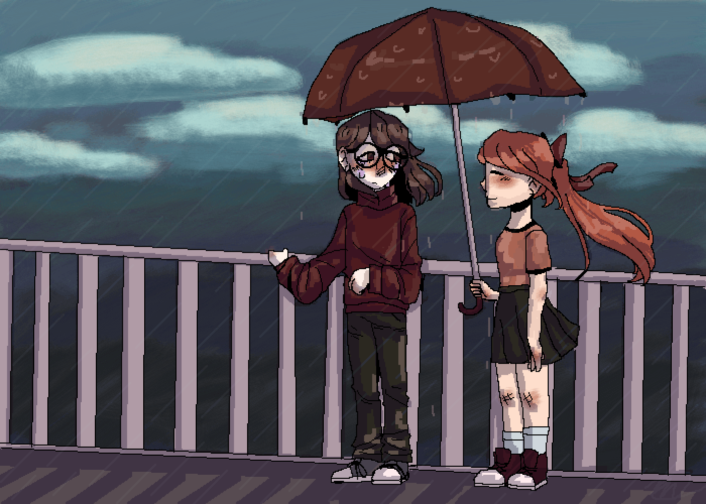 Pixilart "You're gonna catch a cold out here in the rain," by rynxx