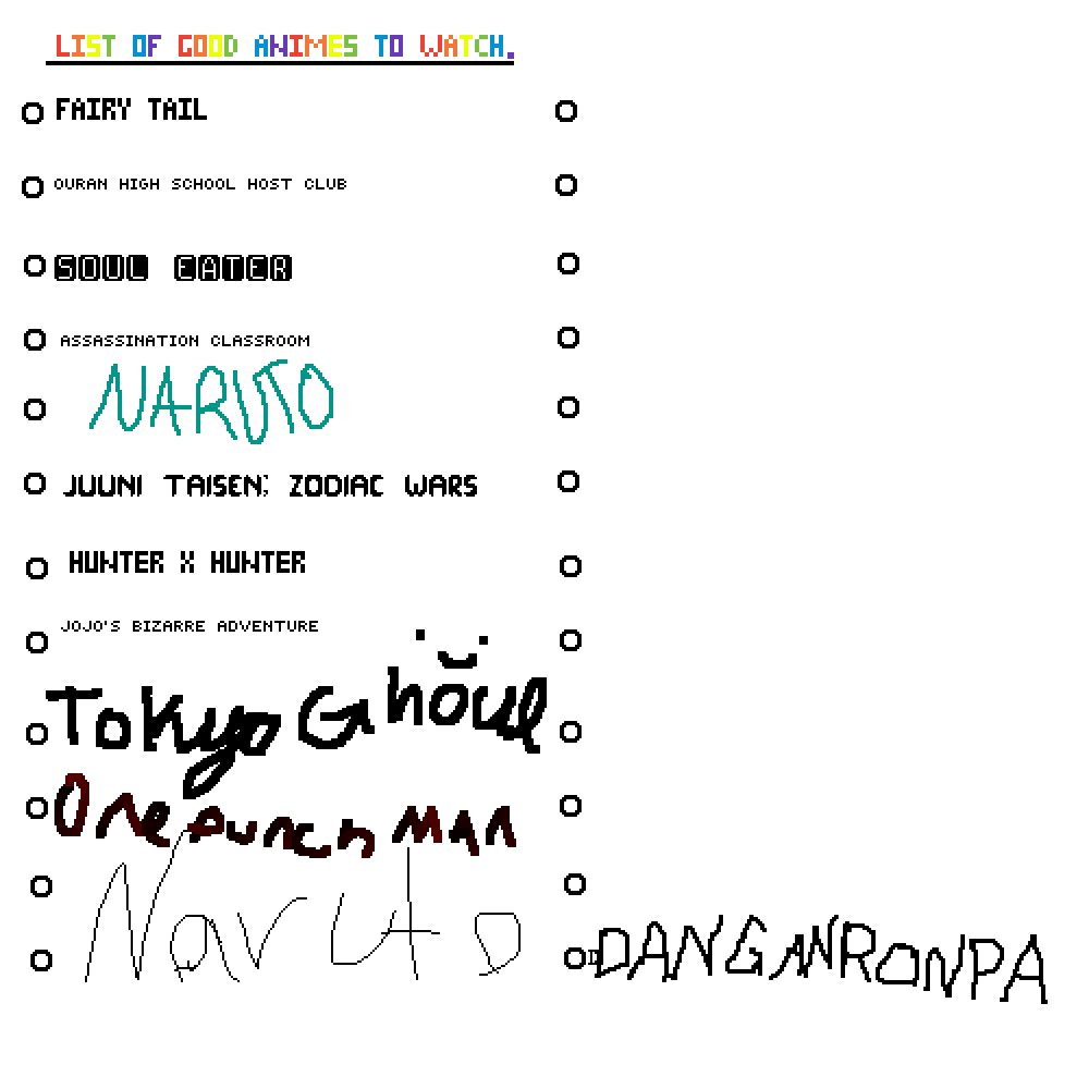 Pixilart List Of Good Anime To Watch By Theodosia