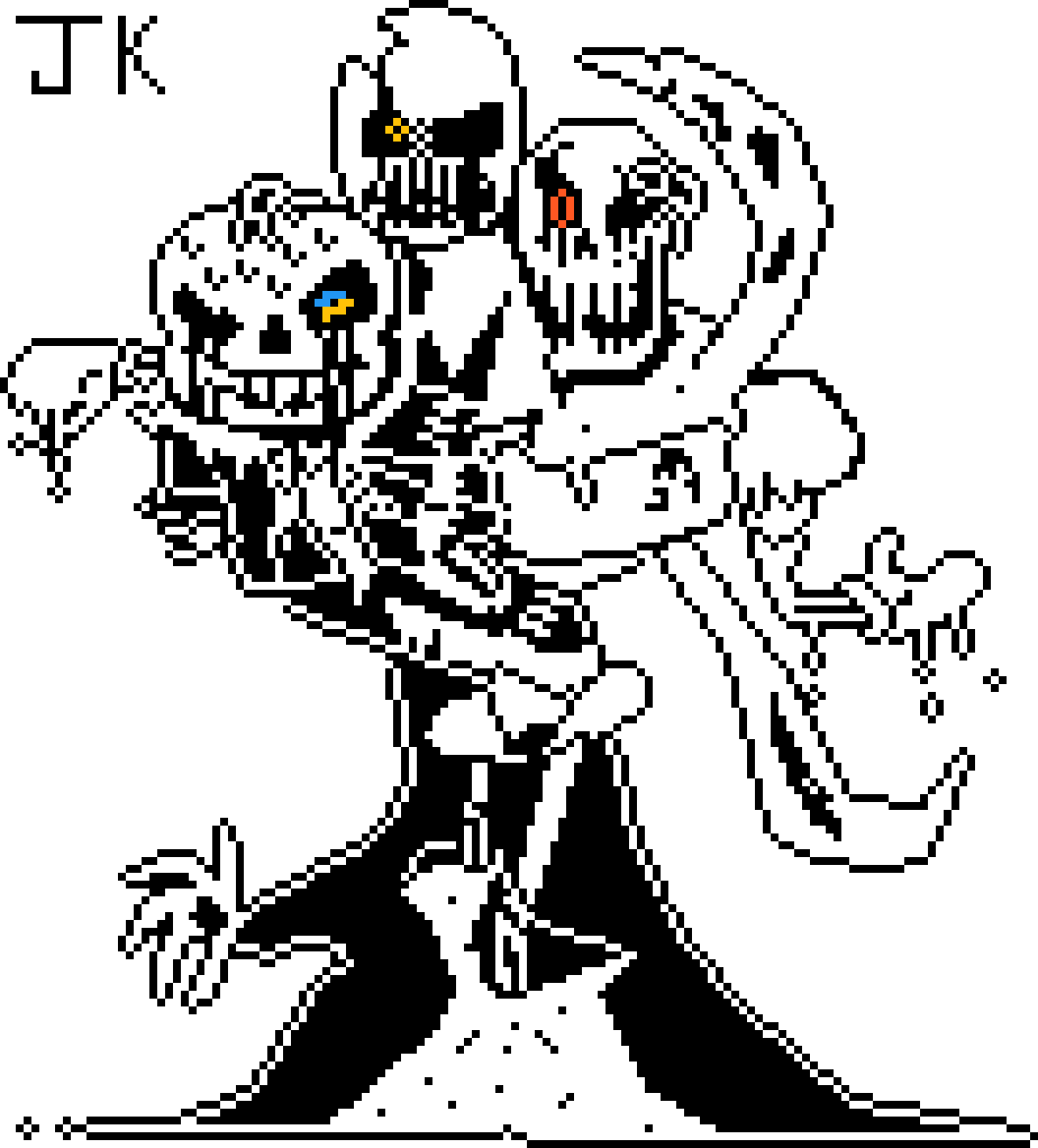 Pixilart Grim Base 3 Heads By Happy cat