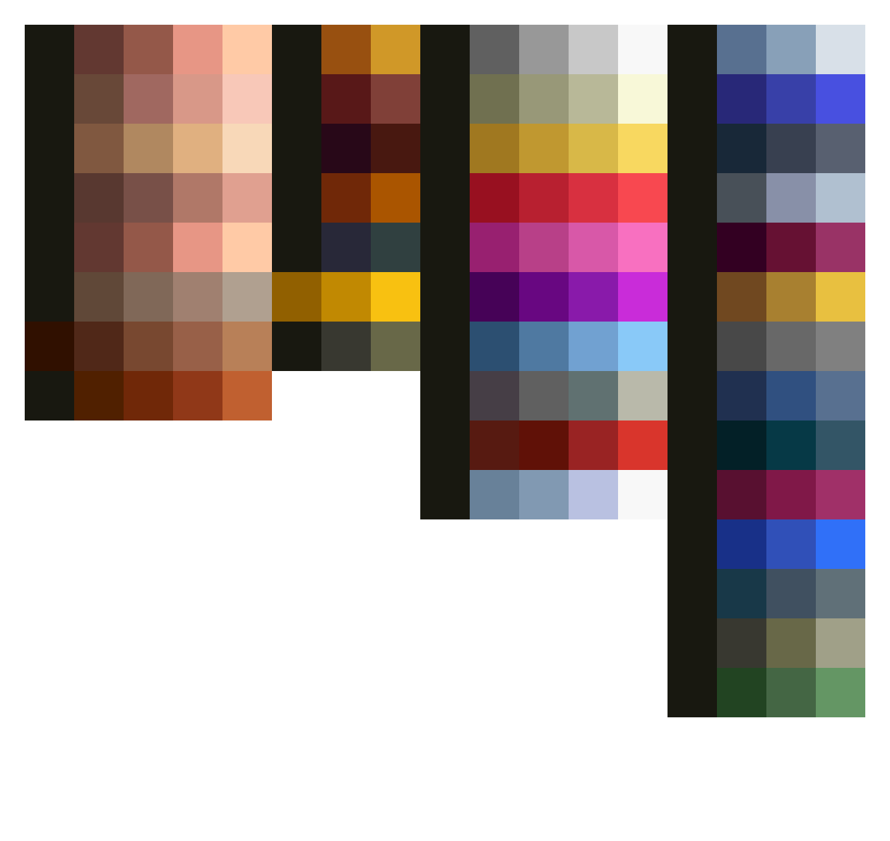 Pixilart DD Advanced color palette by Tuxedoedabyss03