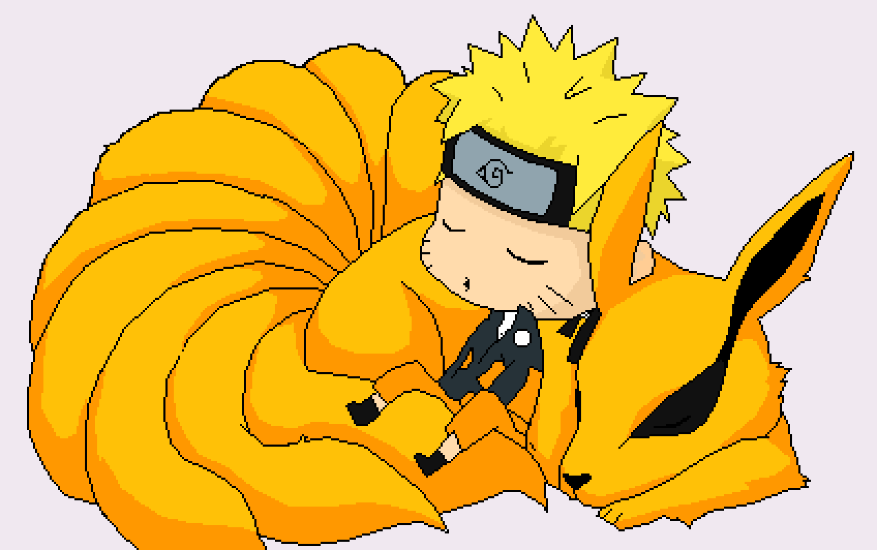 Pixilart Naruto and Kurama base by Alkit