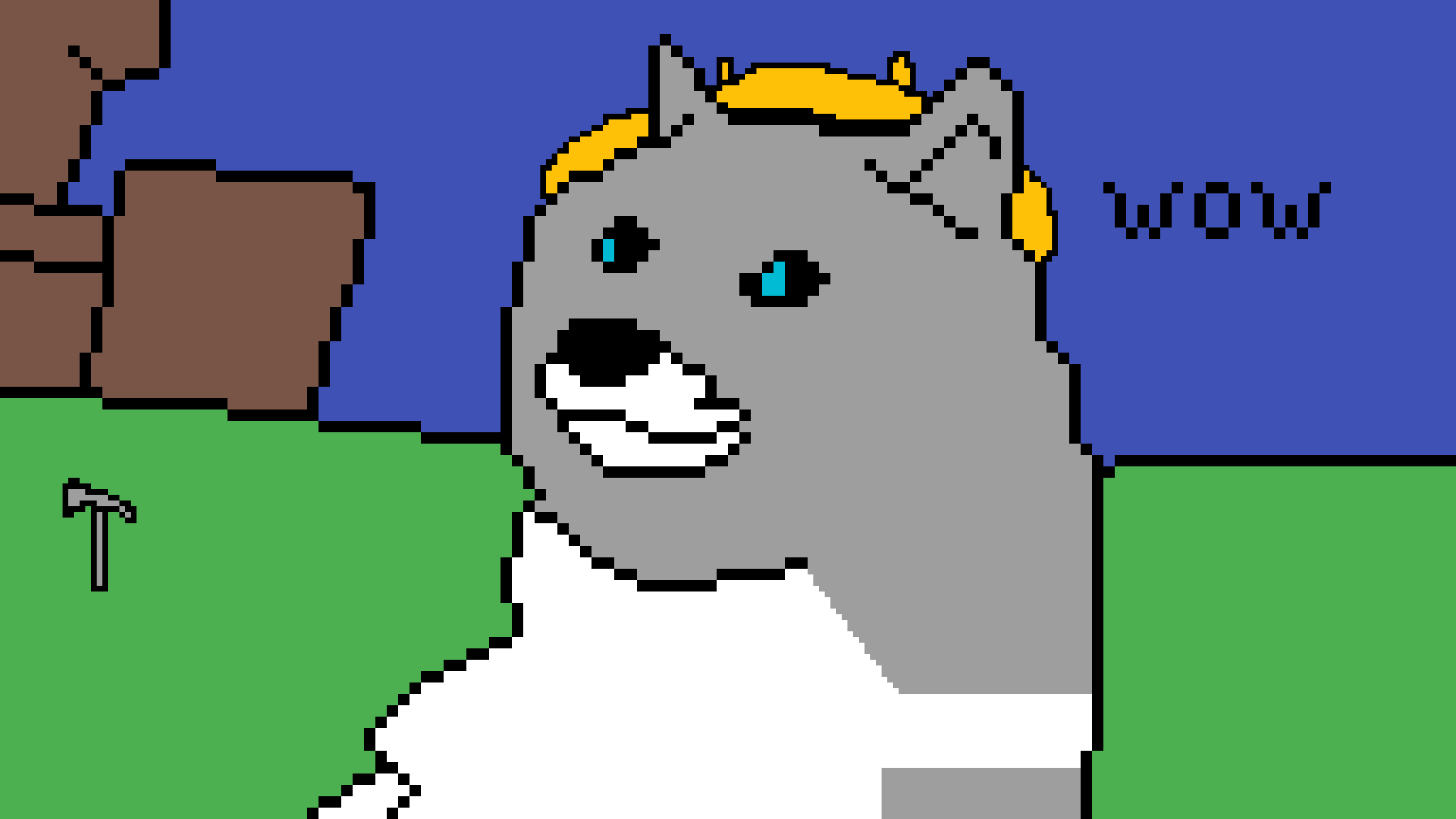 Pixilart - DOGE Miner Dog Saying WOW by umbreon674