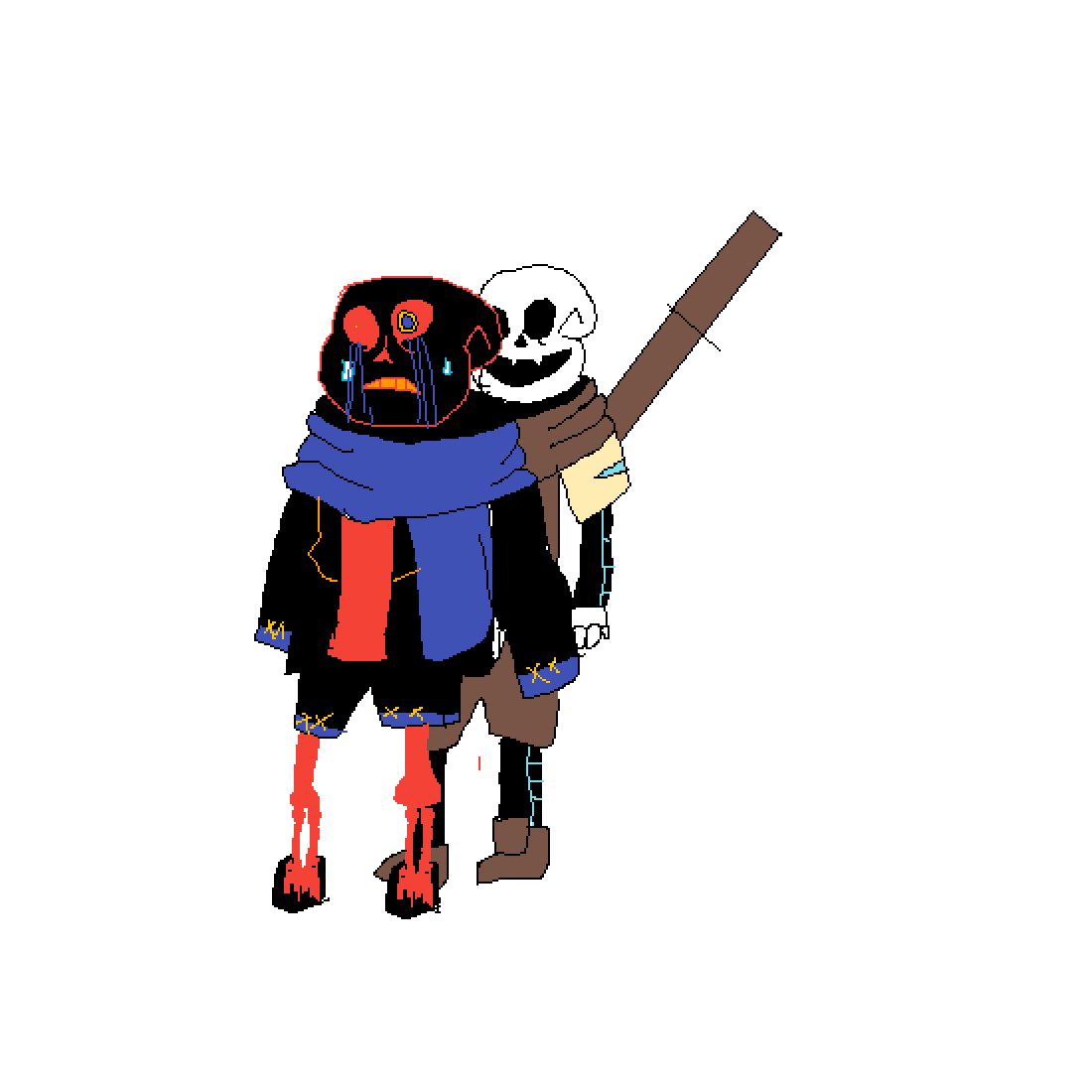 Pixilart - ink sans vs error sans by Rainbow-guy