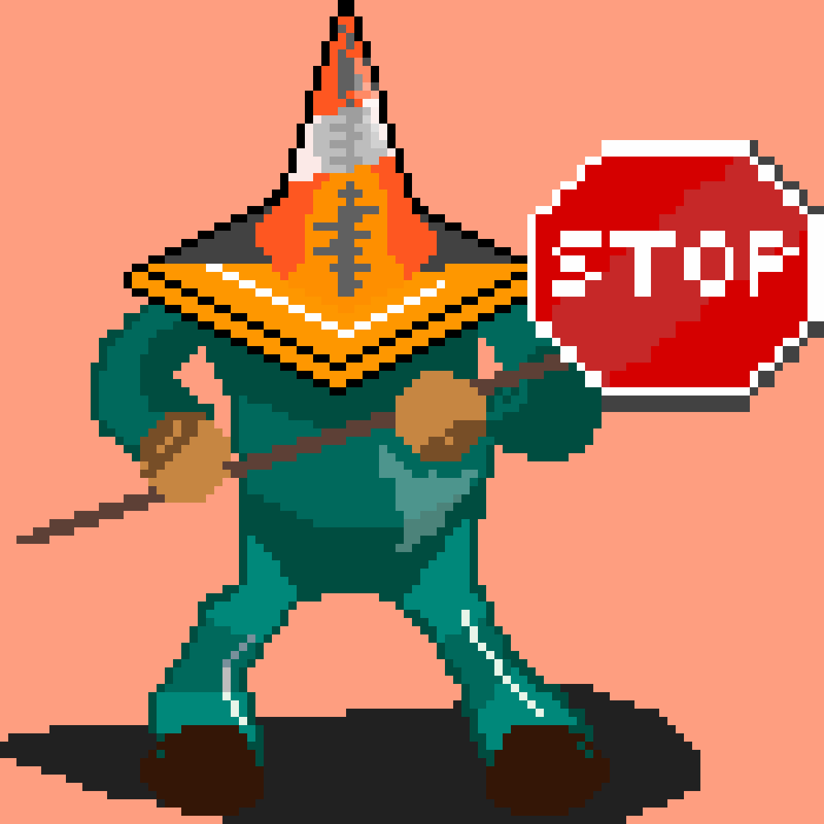 Pixilart trafic cone warrior by Kingde24