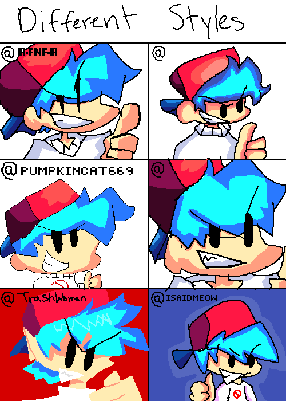 Pixilart - different styles of BF by Isaidmeow