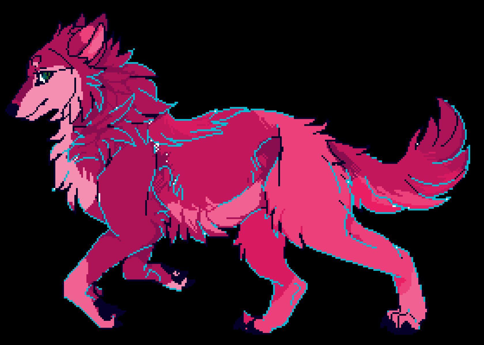 Pink Wolf Drawing