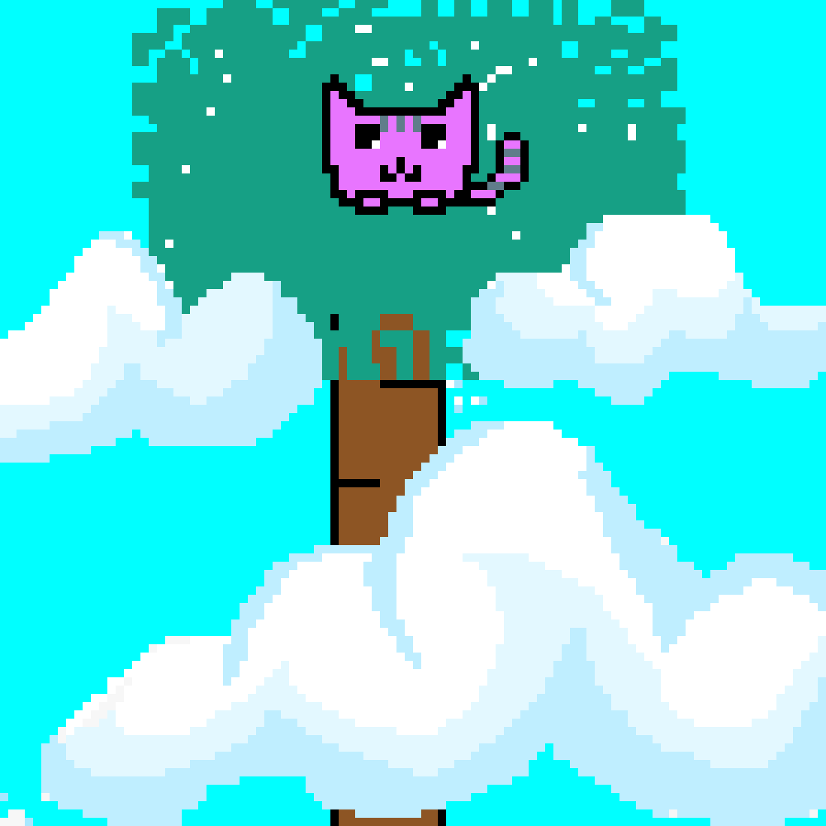 Pixilart Cat stuck in a tree by SnideTufts