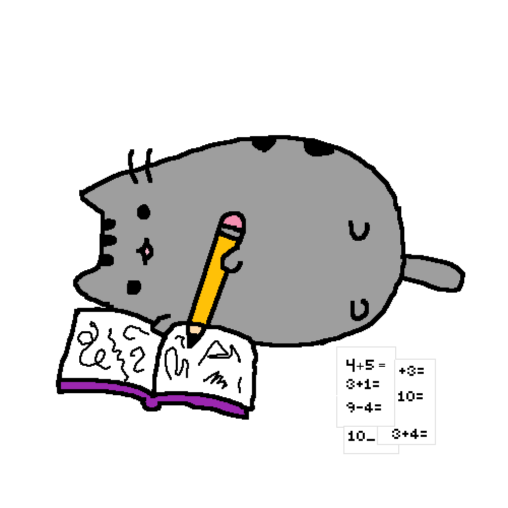 Editing Pusheen doing homework Free online pixel art drawing tool