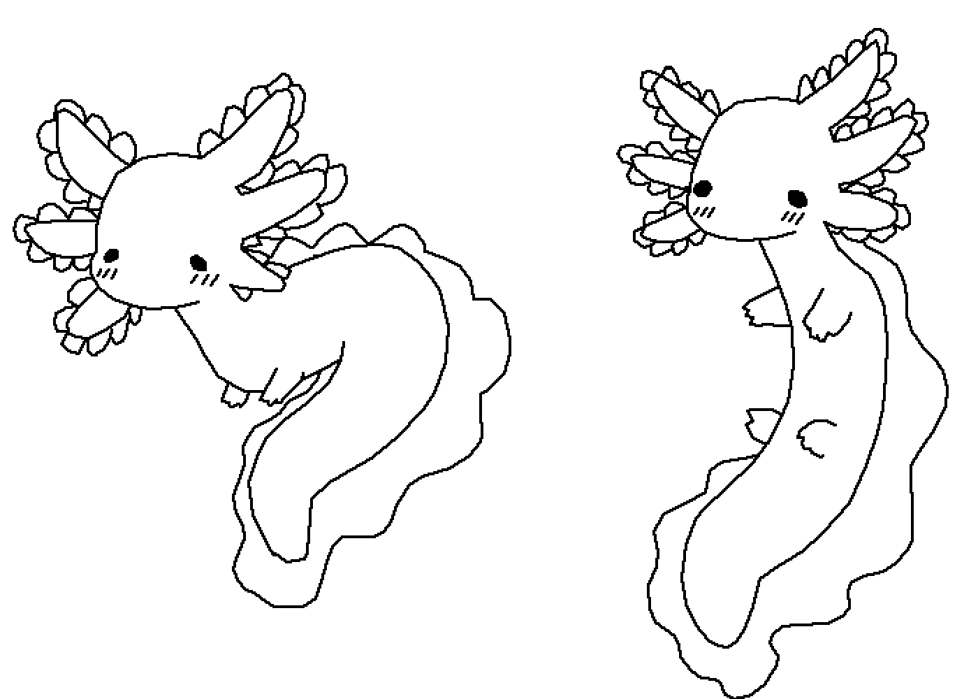 Pixilart - cute axolotl base by BlueFox27