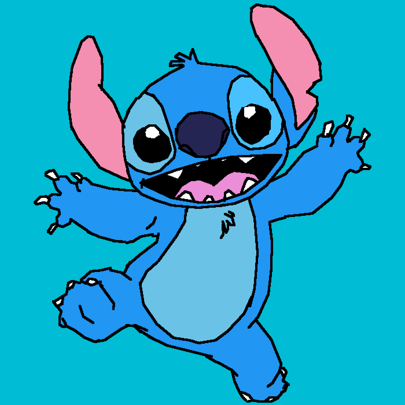 Pixilart - stitch is dancing by KIRBYS13, image size:1400x1400