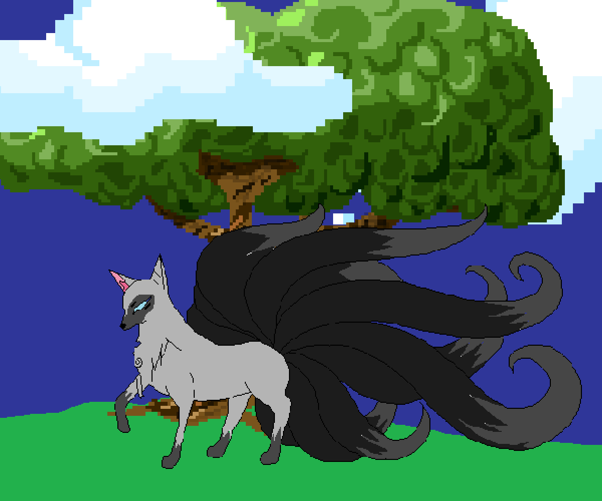 Pixilart Black wolf and Silver fox hybrid by Willowstarmyoc