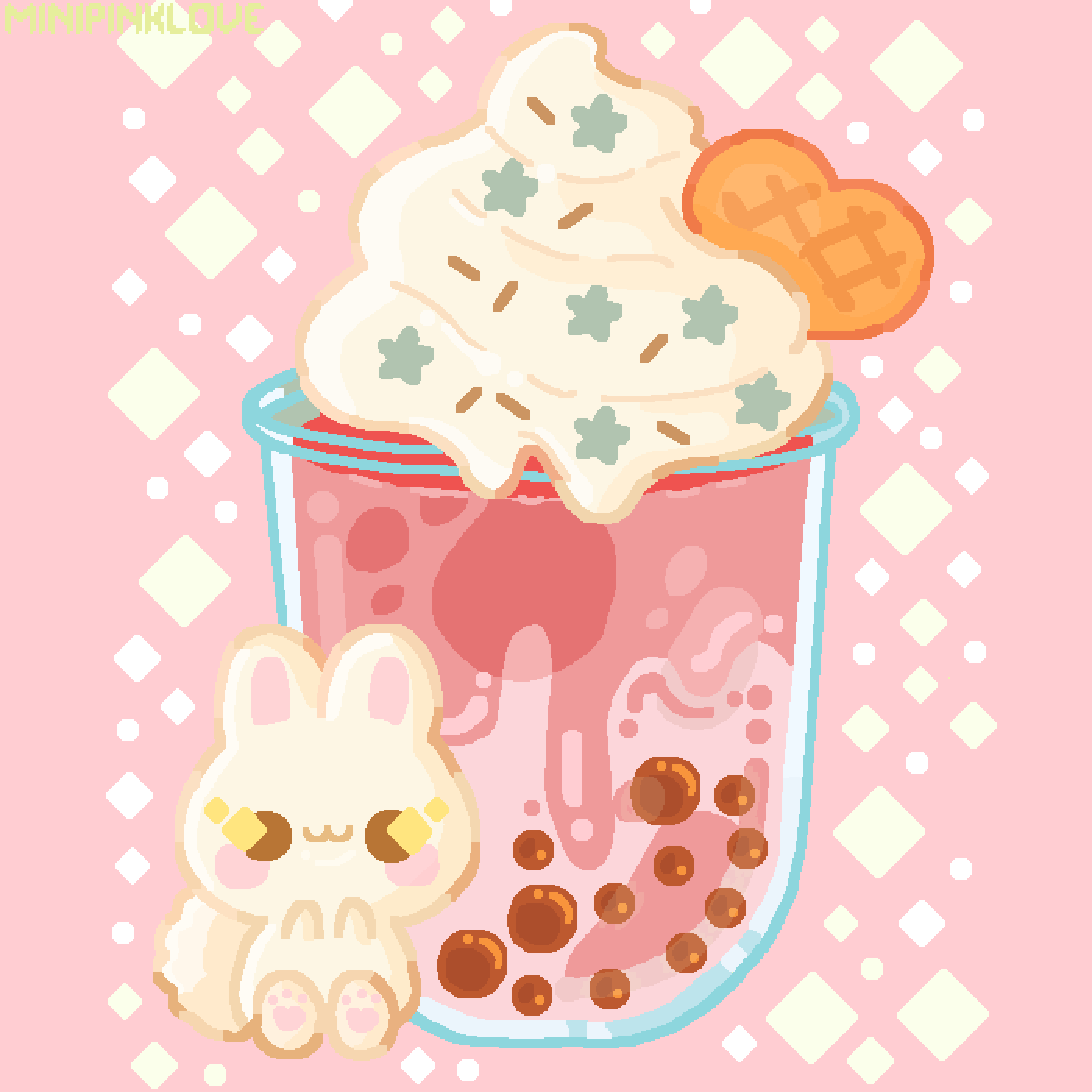 Pixilart cute strawberry boba tea by chasingstars
