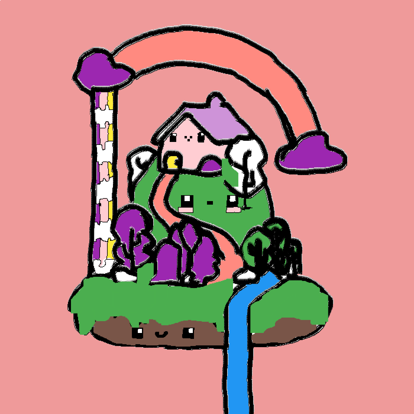 Pixilart floating rainbow house by StolasGoetia12