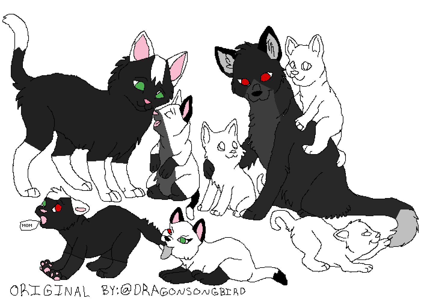 Pixilart - Cat family base by Do1lulETv9IrlgC