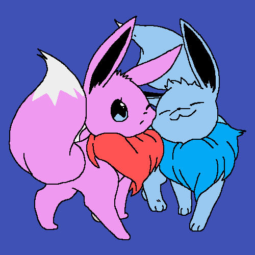 pink and blue eevee