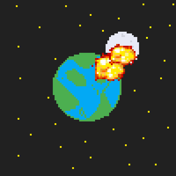 Earth smashing into Moon