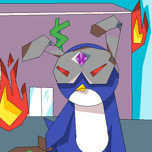 Evil Penguin Wearing a Bunny Mask ( IDK why) 