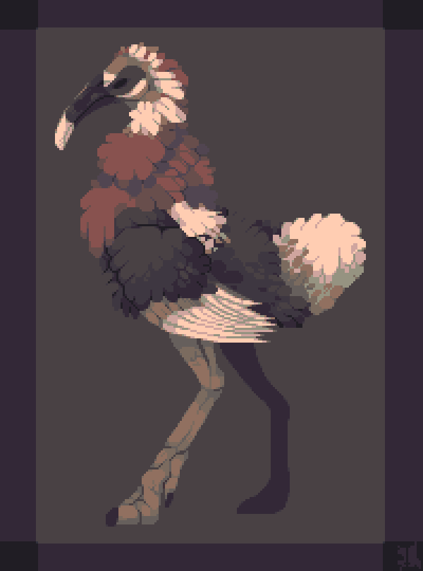 Maroon maned Ostrich