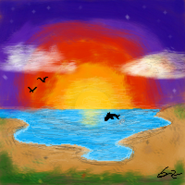silhouette of an  ocean