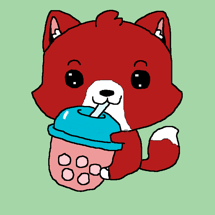 Cute fox drinking Boba