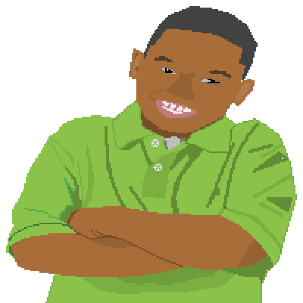 Black kid in Green shirt