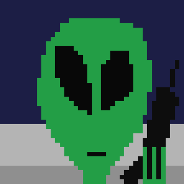 alien with a phone