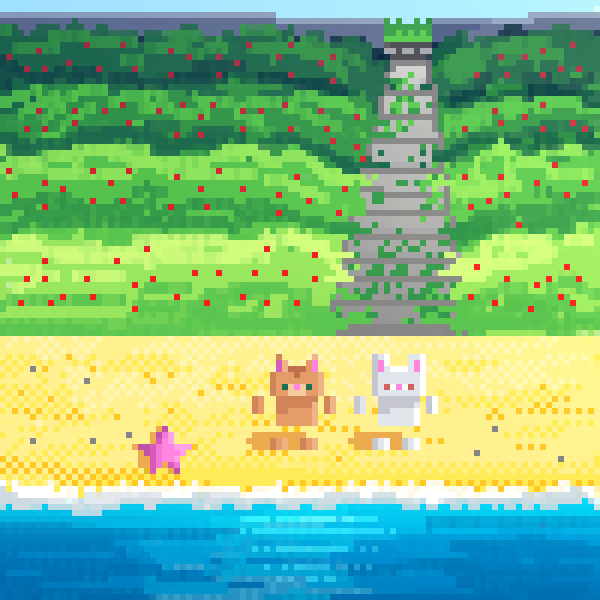 Cat and bunny at the beach ⛱️