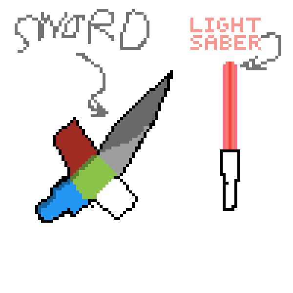 a elemental sword and a light saber