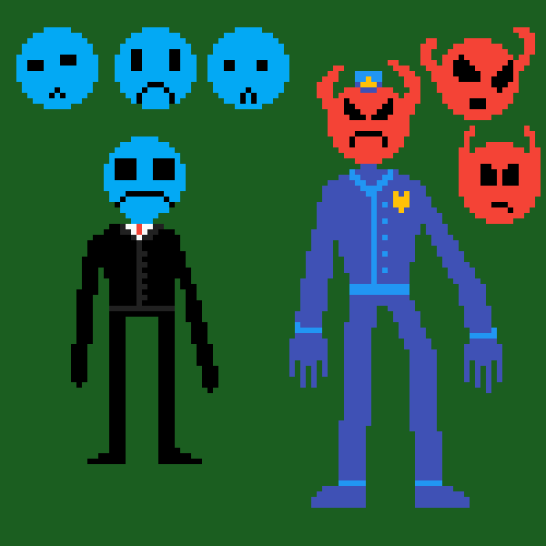 Grinning around - A frowny and a demon
