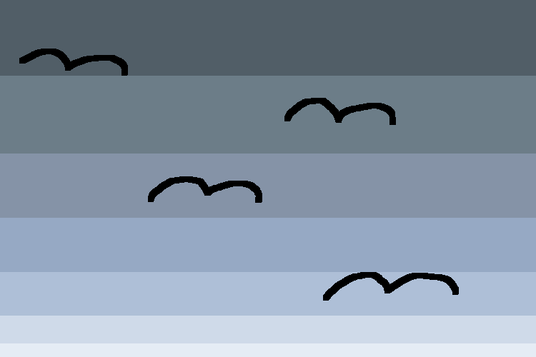 Birds flying towards the sunset