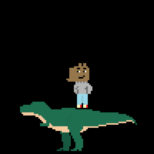 chill guy wit the dinosaur