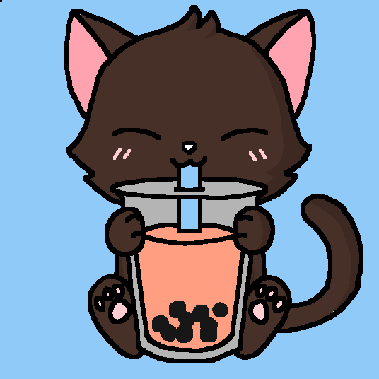 gatito tomando te de burbujas