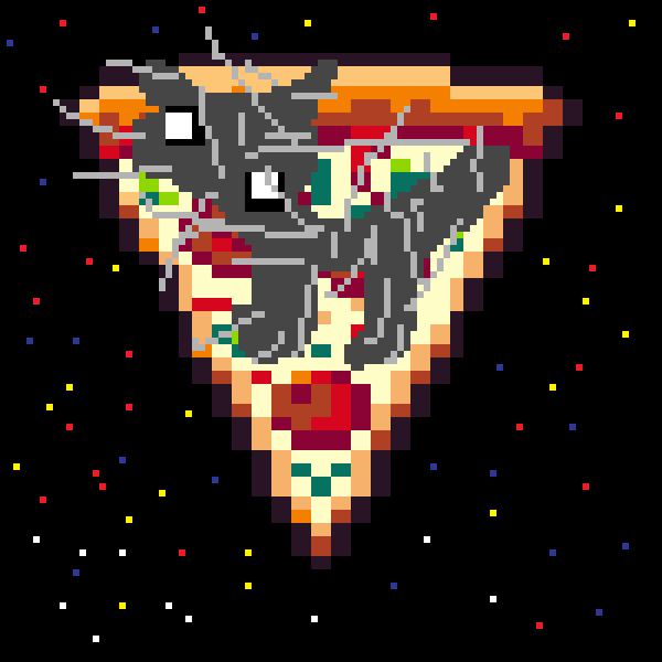 space cat rides pizza