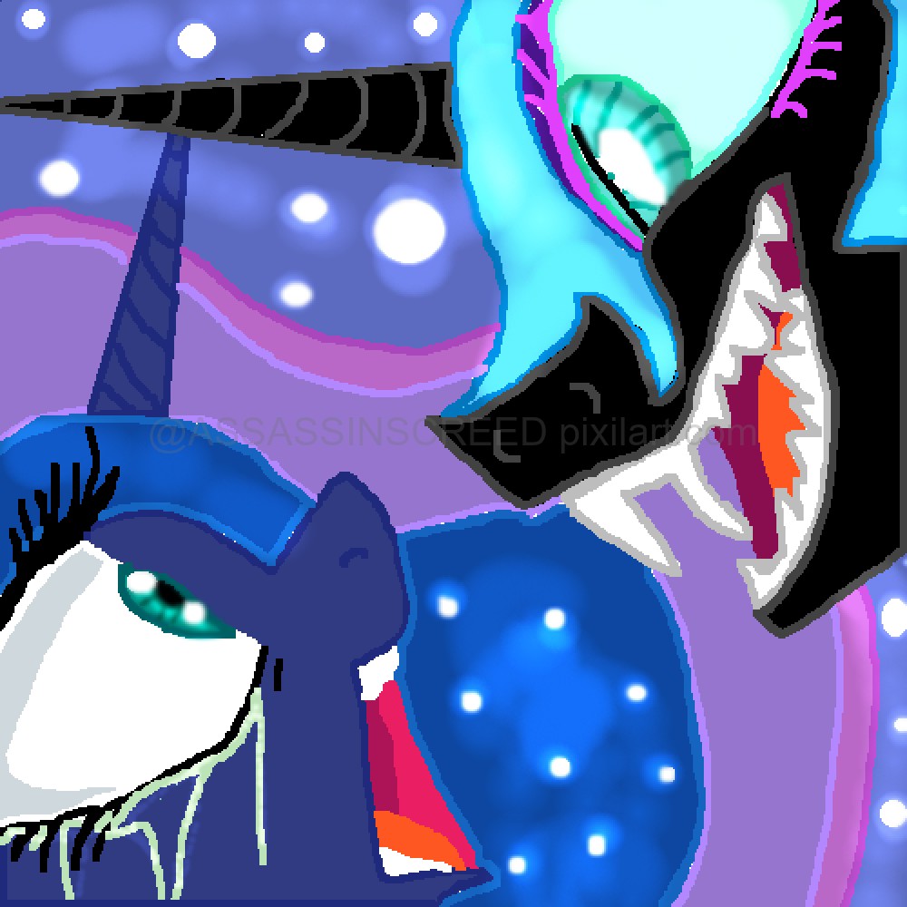 Pixilart - LUNA AND NIGHTMARE MOON!!! by RainbowWolfy123